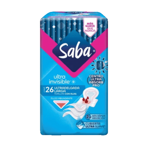 Saba Toalla Ultra Invisible Ultradelgada Larga 26 Pza