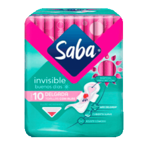 Saba Toalla Sanitaria Invisible Con Alas 10 Piezas