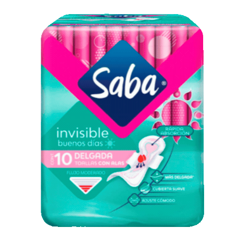 Saba Toalla Sanitaria Invisible Con Alas 10 Piezas