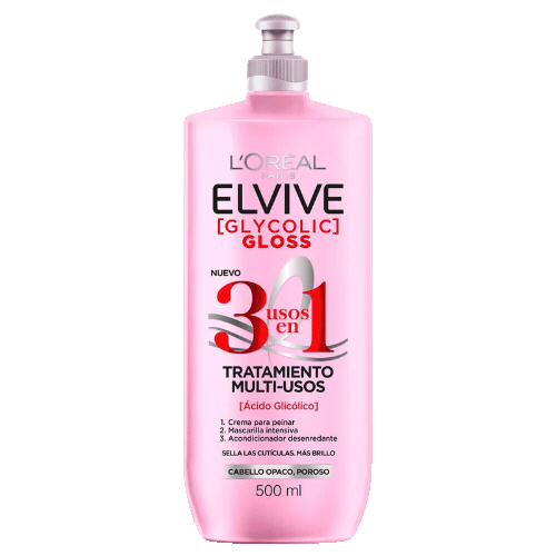 750 Glycolic Gloss Elvive 3 en 1 Multiusos 500 ml.Loreal
